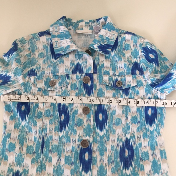 Chico’s Linen Cotton Sz 0 (= Sz S) Ikat Jacket - Picture 5 of 8